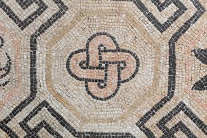 Geometrisch patroon van de Via san Rocchino domus, 2e eeuw na Christus (mozaïek)