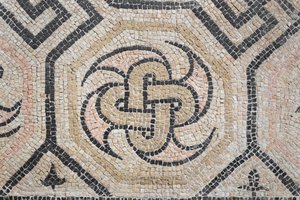 Geometrisch patroon van de Via san Rocchino domus, 2e eeuw na Christus (mozaïek)