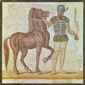Paardrijder in racekleuren door Roman