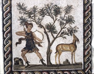 Jachtscène met een gazelle (mozaïek)