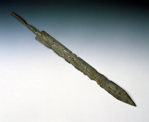 Legioenzwaard van gladius, van de Romeinse site in Newstead, Melrose door Roman