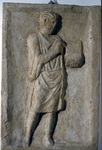 Laag Romeins reliëf uit de 3e eeuw na Christus. Een schrijver door Roman
