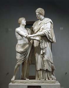Marmeren beeldengroep die Orestes en Electra uitbeeldt door Roman