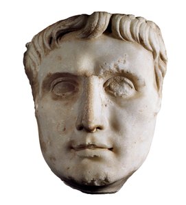 Masker van keizer Augustus (Caius Julius Caesar Octavianus Augustus), 63 v.Chr. - 14 n.Chr. (marmeren sculptuur)