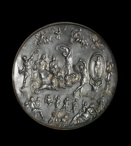 Patere de Parabiago, zilveren rituele schaal die de triomf van Attis en Cybele op een door leeuwen getrokken wagen uitbeeldt, 4e eeuw. Zilver: Diameter: 40 cm. Archeologisch Museum van Milaan door Roman