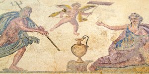 Poseidon en Amymone, Huis van Dionysos, Paphos, Cyprus door Roman