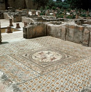Overblijfselen van de mozaïeken van de Romeinse stad door Roman