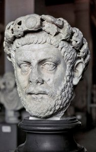 Romeinse kunst: buste van Diocletianus, Romeins keizer van 284 tot 305. Marmeren sculptuur. Istanboel, Archeologisch Museum door Roman