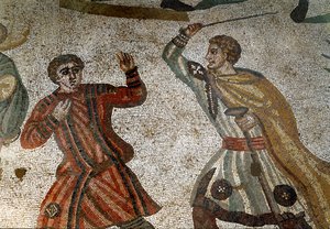 Romeinse kunst: detail van het mozaïek 