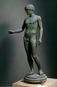 Romeinse kunst: Ephebe. Bronzen beeld na een Grieks origineel, uit Pompeii