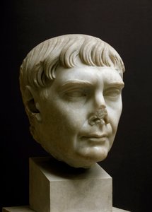 Romeinse kunst: marmeren hoofd van keizer Trajanus (Marcus Ulpius Traianus) (53-117 n.Chr.) door Roman