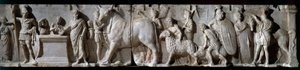 Romeinse kunst: altaar van Domitius Ahenobarbus. 100 v.Chr. Scène van offer aan de god Mars