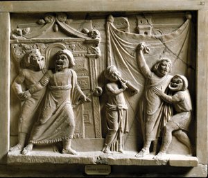 Romeinse kunst: komedietheaterscène van het stuk 