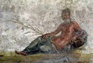 Romeinse kunst: voorstelling van de god Rivier. (detail)