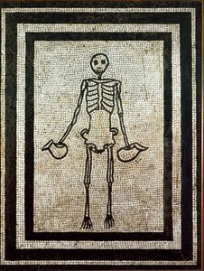 Romeinse kunst: skelet met twee kruiken door Roman