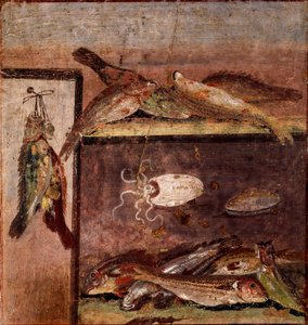 Romeinse kunst: stilleven met vis