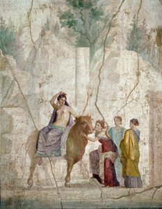 Romeinse kunst: de ontvoering van Europa. Fresco uit Pompeii. Begin van de 1e eeuw na Christus