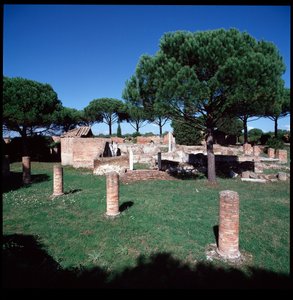 Romeinse kunst: uitzicht op de ruïnes van Campo della Magna Mater, regio IV door Roman