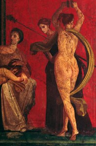 Scène uit de Inwijding in de Dionysische mysteriën, Triclinium van de Villa van de Mysteriën, Pompeii (UNESCO Werelderfgoedlijst)