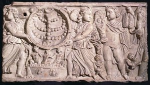 Seizoenssarcofaag met Menorah door Roman