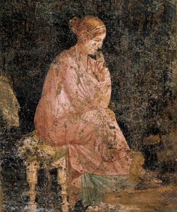 Zittende vrouw, detail van fresco uit Pompeii