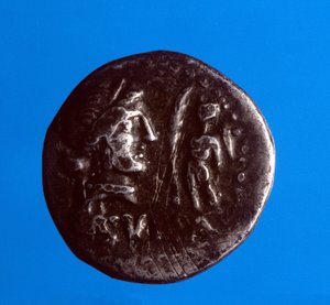 Zilveren munt met de beeltenis van de Romeinse politicus Lucius Cornelius Sulla (Silla of Sylla) (138-68 v.Chr.) geslagen in 87 v.Chr. door Roman