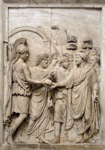 Plechtige intocht van keizer Hadrianus in Rome, 2e eeuw door Roman