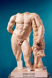 Standbeeld van Hercules, kopie van een Grieks origineel (marmer)