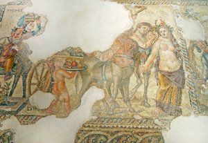 De Triomfantelijke Processie van Dionysos, Huis van Aion, Paphos, Cyprus (mozaïek) door Roman