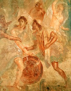 Ulysses en Diomedes herkennen Achilles vermomd als de vrouwelijke Pyrrha tussen de dochters van Lycomedes op Skyros door Roman