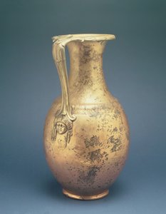 Wijnkruik met decoratief handvat, van de Romeinse site in Newstead, Melrose, laat 1e eeuw AD door Roman