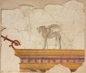 Griffioen boven entablement, Pompeii door Roman Imperial Period