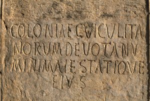Latijnse inscriptie met de naam van de kolonie Cuicul, Hoge Keizerlijke Periode door Roman Imperial Period