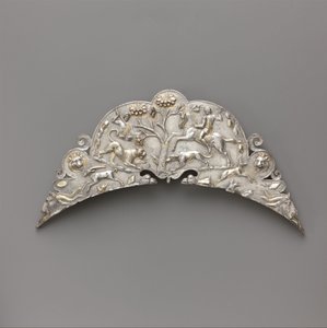 Zilveren handvat van een grote schaal, 2e- begin 3e eeuw n.Chr. door Roman Imperial Period
