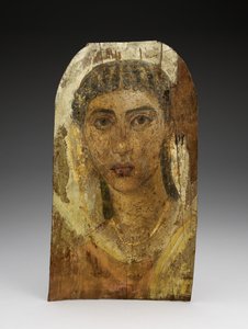 Mummieportret van een jonge vrouw, 1-100 AD (beschilderd hout, was & textiel) door Roman Period Egyptian