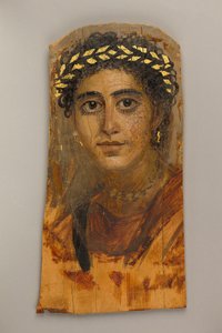 Portret van een jonge vrouw in rood, 90-120 n.Chr. door Roman Period Egyptian