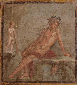 Narcissus, 1e helft 1e eeuw na Christus door Roman Pompeian wall painting.
