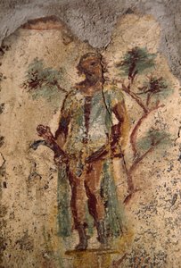 Erotisch fresco uit Lupanar, Pompeii (UNESCO Werelderfgoedlijst)
