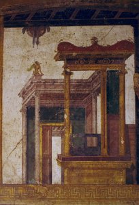 Fantastische architecturen, fresco uit oecus in Huis van Vettii, Pompeii (UNESCO Werelderfgoedlijst) door Roman Roman
