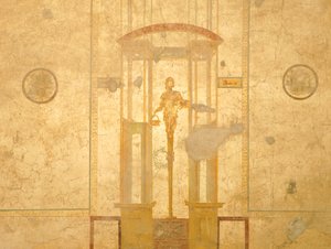 Fresco met kariatide, uit Huis van de Geliefden, Pompeii, Campania, Romeinse beschaving