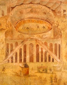 Fresco met ruzie tussen Pompeianen en Nocerini in amfitheater, uit Pompeii, Campania, Romeinse Beschaving door Roman Roman