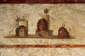 Fresco met drie hoofden, Huis van Caius Julius Polybius, Pompeii (UNESCO Werelderfgoedlijst) door Roman Roman