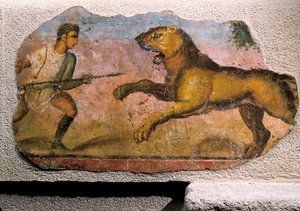 Gladiator die vecht met een leeuw door Roman Roman