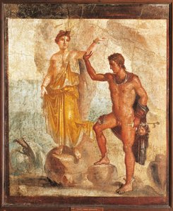 Perseus bevrijdt Andromeda uit het Huis van de Vijf Skeletten, fresco door Roman Roman