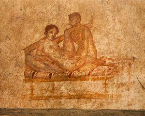 Italië, Campania Regio, Napels Provincie, Pompei, Huis van Vettii, Erotisch fresco door Roman Roman