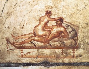 Italië, Regio Campania, Provincie Napels, Pompeii, Huis van Vettii, Erotisch fresco door Roman Roman