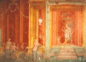 Muurschildering met Iphigenia in Tauris, Huis van Pinarius Cerialis, Pompeii, Campania, Italië door Roman Roman