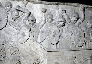 Romeinse kunst: Romeinse soldaten in verdediging van een vesting