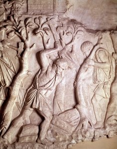 Romeinse kunst: opruimscène, laag reliëf door Roman Roman