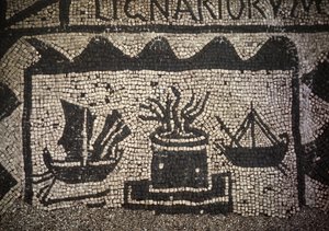 Romeinse koopvaardij en vuurtoren, oud Ostia (Ostia), Piazza delle Corporazioni. door Roman Roman